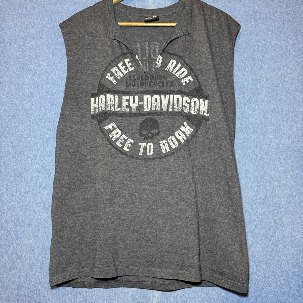 Harley-Davison Women's XL Distressed Cutoff Grunge T-shirt Biker Motorcycle VTG